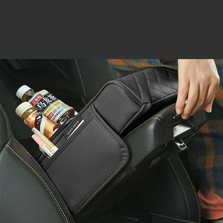 NNEDSZ GT-6 No embroidery Orange ,Multifunctional Car Armrest Storage Box Cushion - Universal Fit with Cup Holder and Tissue Dispenser-1
