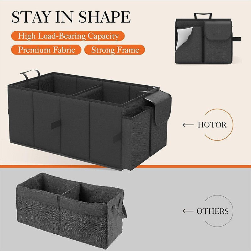 NNEDSZ Black Large-Capacity Foldable Car Trunk Storage Organizer - Collapsible Backseat Storage Box-2