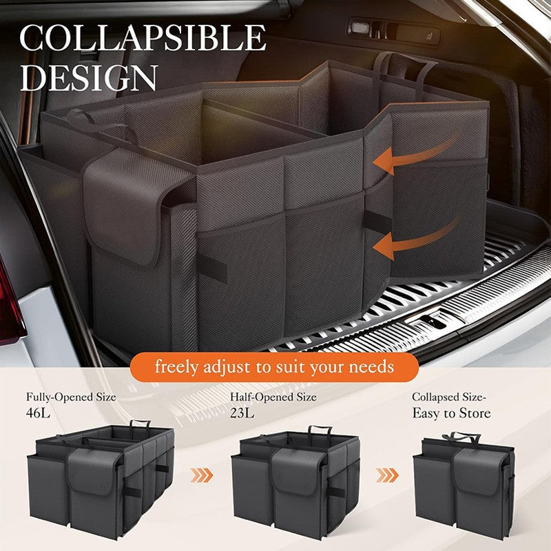 NNEDSZ Black Large-Capacity Foldable Car Trunk Storage Organizer - Collapsible Backseat Storage Box-3