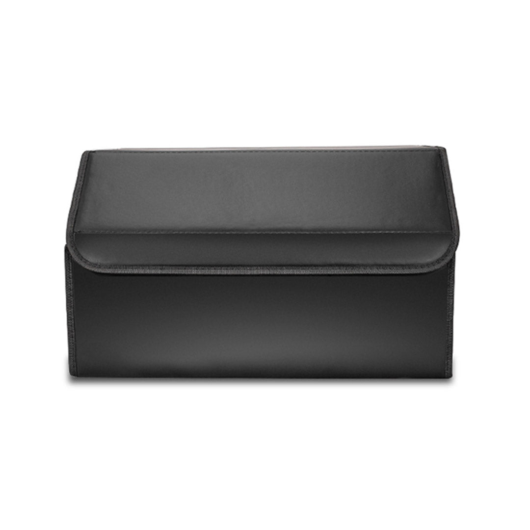 NNEAGS 2X Leather Car Boot Collapsible Foldable Trunk Cargo Organizer Portable Storage Box Black Large-3