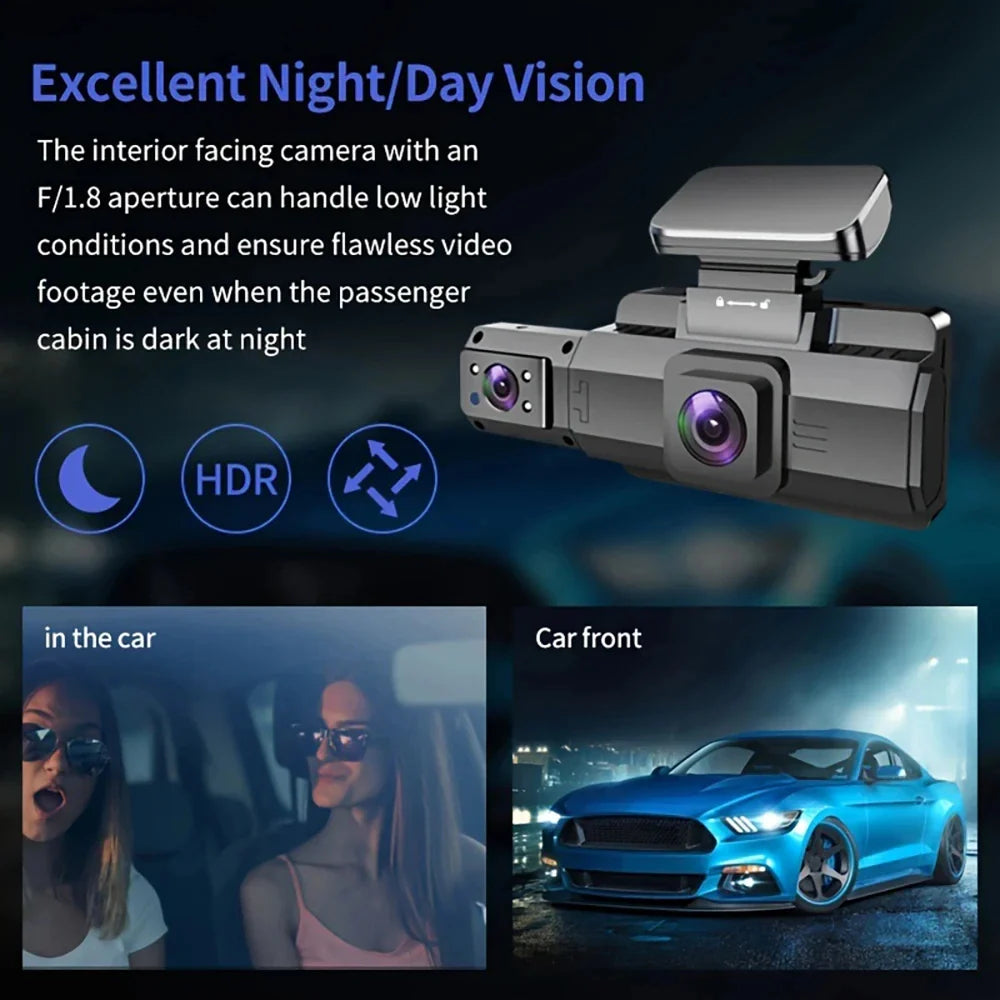 NNEOBA 2K 1440P WiFi Dual Lens Dash Cam with Night Vision Black-3
