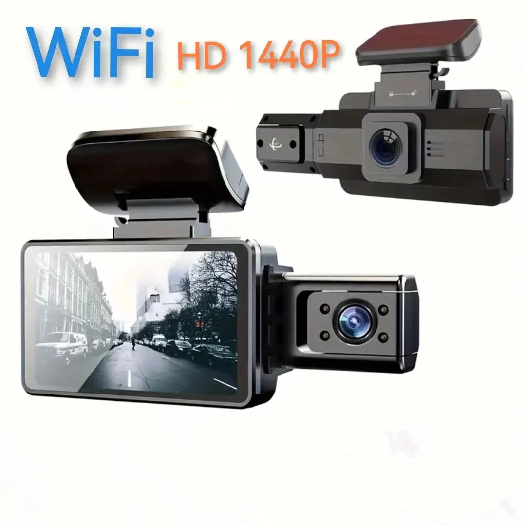 NNEOBA 2K 1440P WiFi Dual Lens Dash Cam with Night Vision Black-1