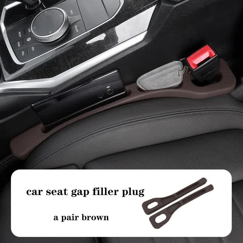 NNEDSZ Brown Car Seat Gap Filler - 2 Pieces Car Interior Storage Organizer for Front Seat Seam-0