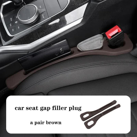 NNEDSZ Brown Car Seat Gap Filler - 2 Pieces Car Interior Storage Organizer for Front Seat Seam-0